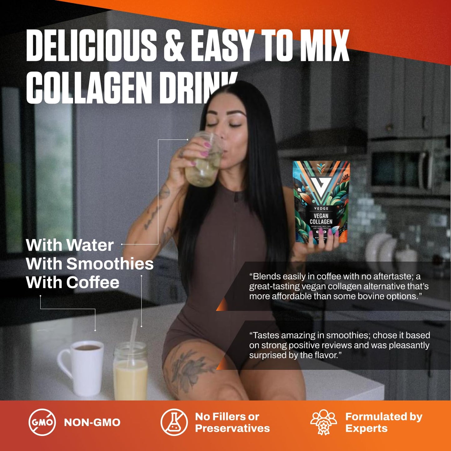 VEDGE Vegan Collagen Powder – Plant-Based Peptides for Hair, Skin & Nails