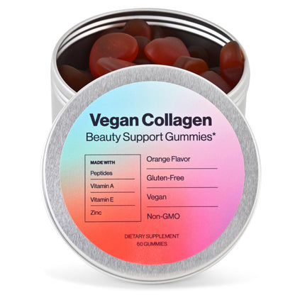 Vegan Beauty Gummies — Collagen Booster with Biotin (60 Gummies, Plastic-Free Tin)