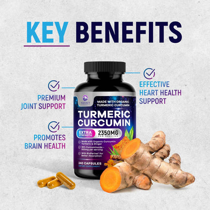 Turmeric Curcumin 2350mg with BioPerine - 240 Vegan Capsules | Joint & Immune Support