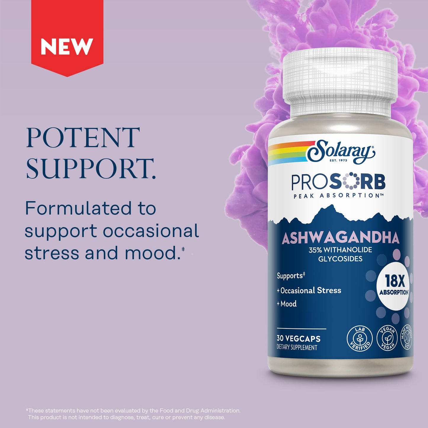 SOLARAY Ashwagandha 18X Absorption – 240 mg, Mood & Stress Support, Vegan