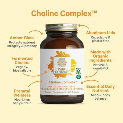 PURE SYNERGY Choline Complex | Vegan Organic Choline Supplement (60 Tablets)