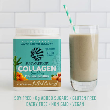 Sunwarrior Vegan Collagen Protein Powder for Women – Plant-Based, Salted Caramel, 20 Servings