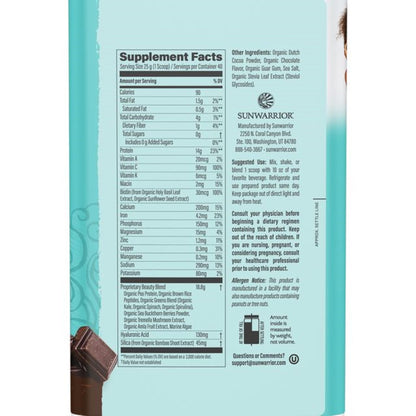 Sunwarrior Vegan Collagen Protein Powder for Women – Chocolate (40 Servings) | Plant-Based, Silica, Non-GMO