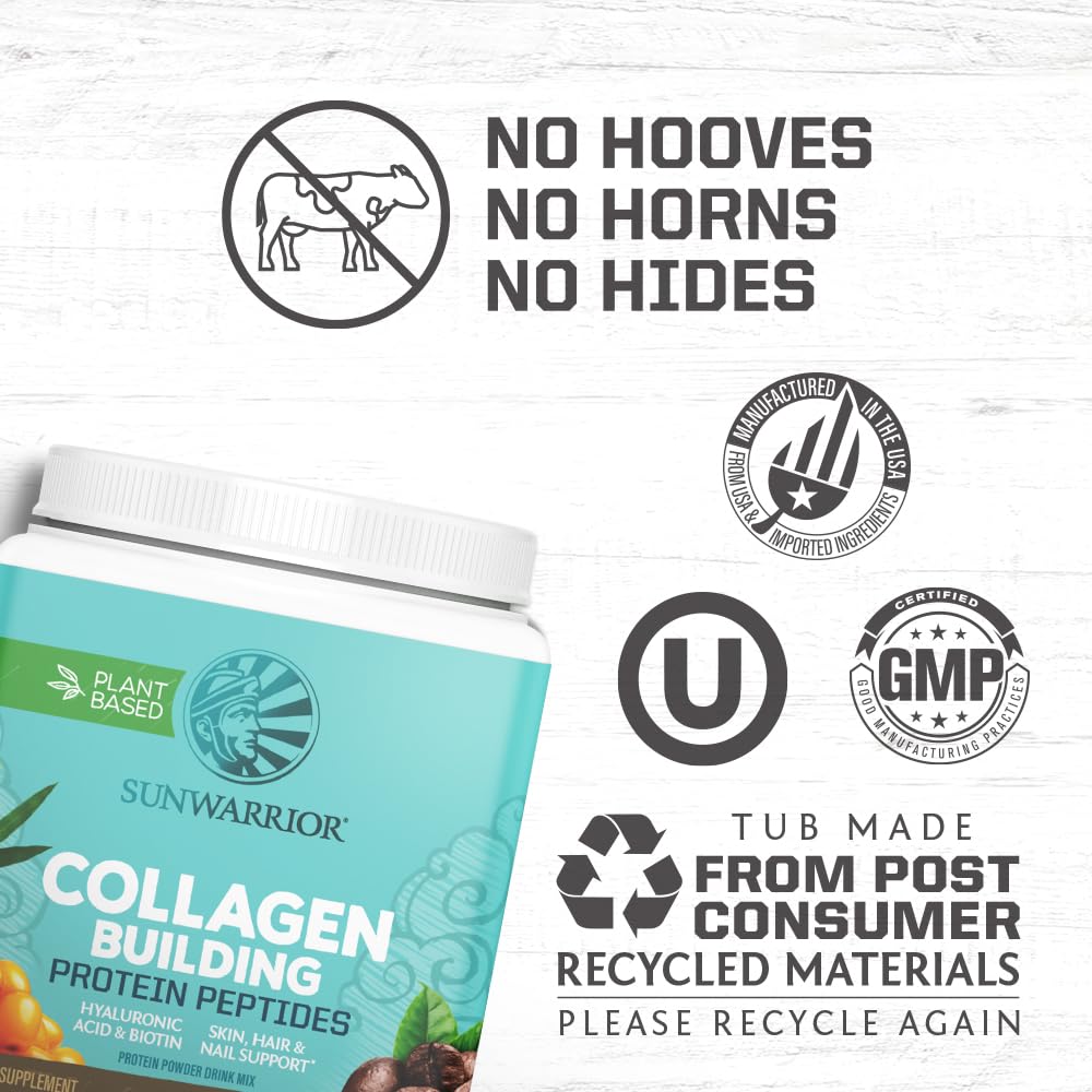 Sunwarrior Vegan Collagen Protein Powder for Women – Coffee Flavor, Plant-Based, Non-GMO, 20 Servings