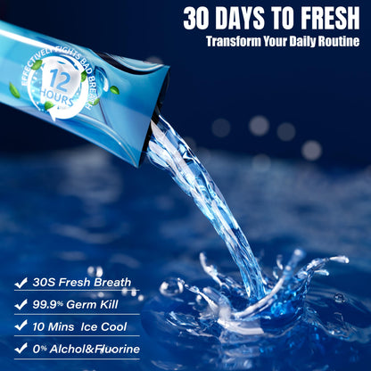 Portable Travel Size Mouthwash Packets – TSA-Approved 0.4oz Mini Mint Mouthwash (10-Pack, Alcohol & Fluoride-Free)