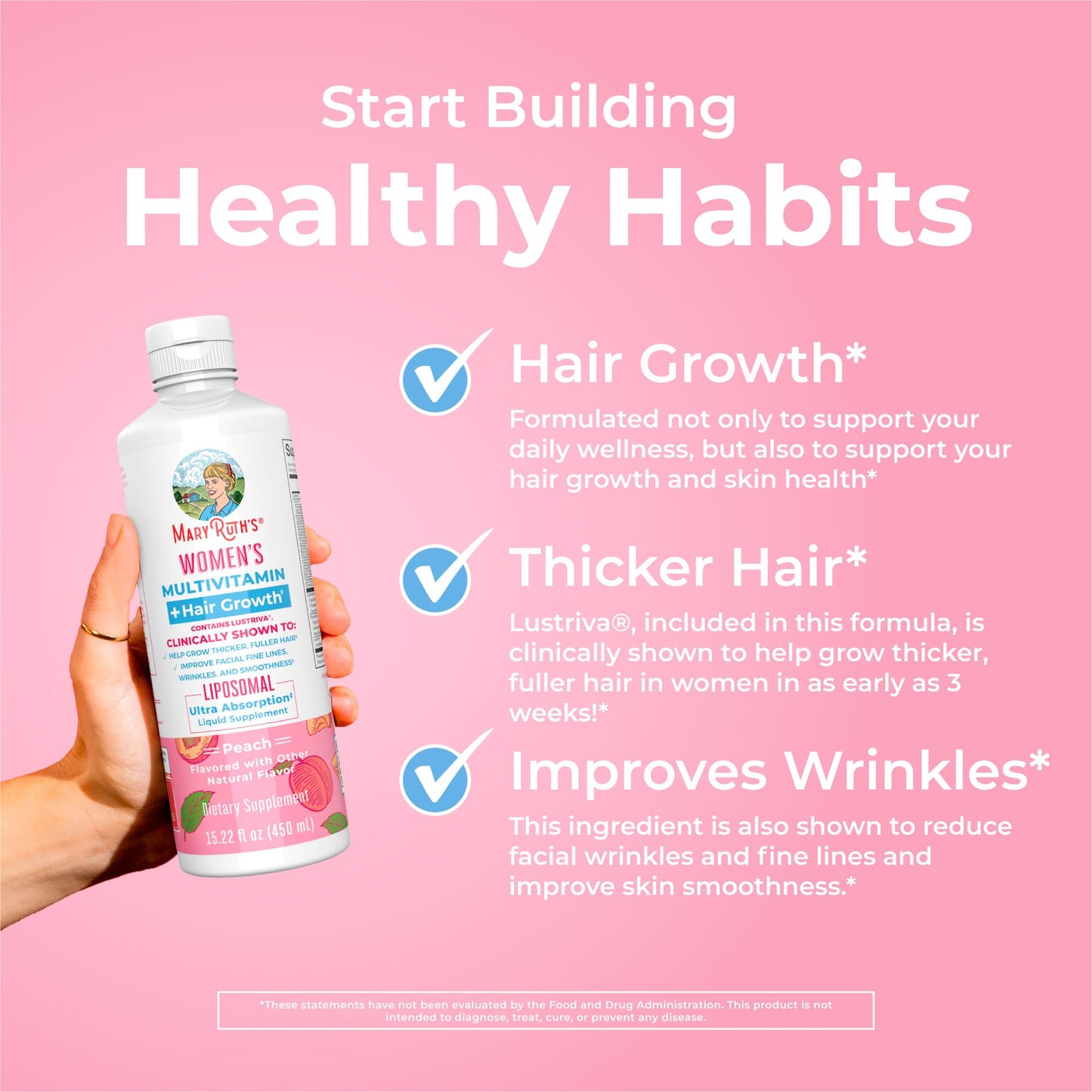 MaryRuth Organics Lustriva Hair Growth Liposomal Multivitamin | Biotin 10000 mcg
