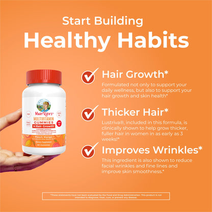 MaryRuth's Hair Growth Gummies with Lustriva | Biotin 10000 mcg | 30 Servings