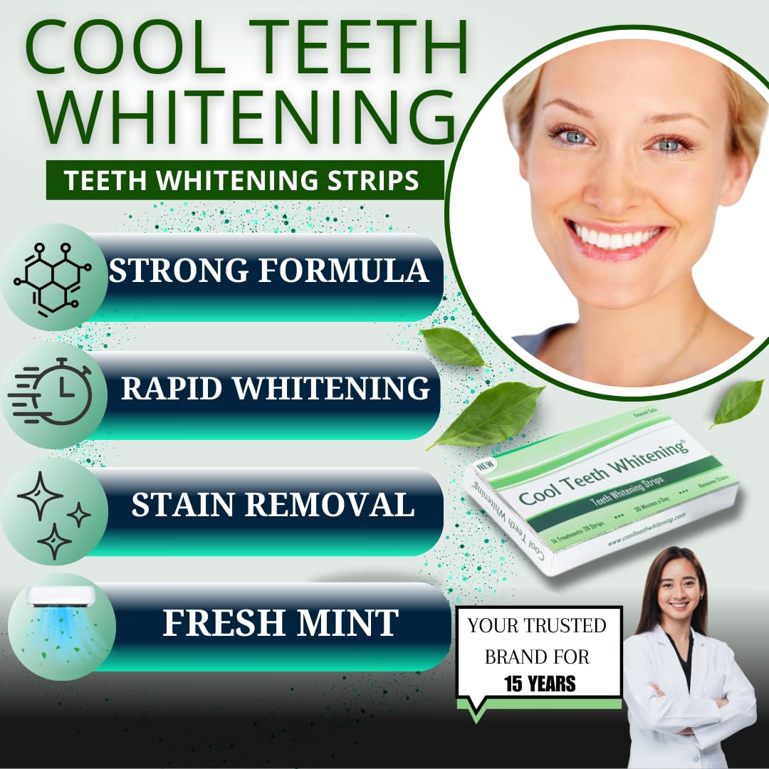Cool Teeth Whitening Strips 6% Hydrogen Peroxide – On-The-Go & Vegan