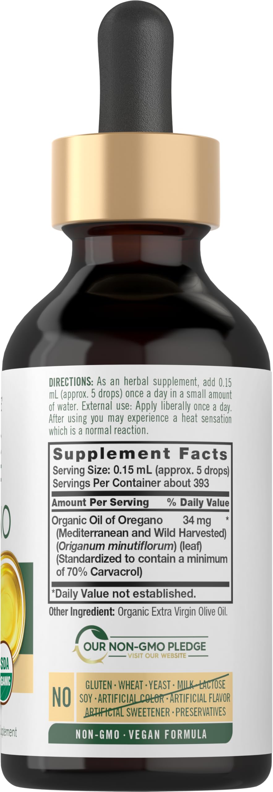 Carlyle Organic Oil of Oregano Liquid Drops - 2 fl oz | Vegan, Non-GMO, Gluten Free