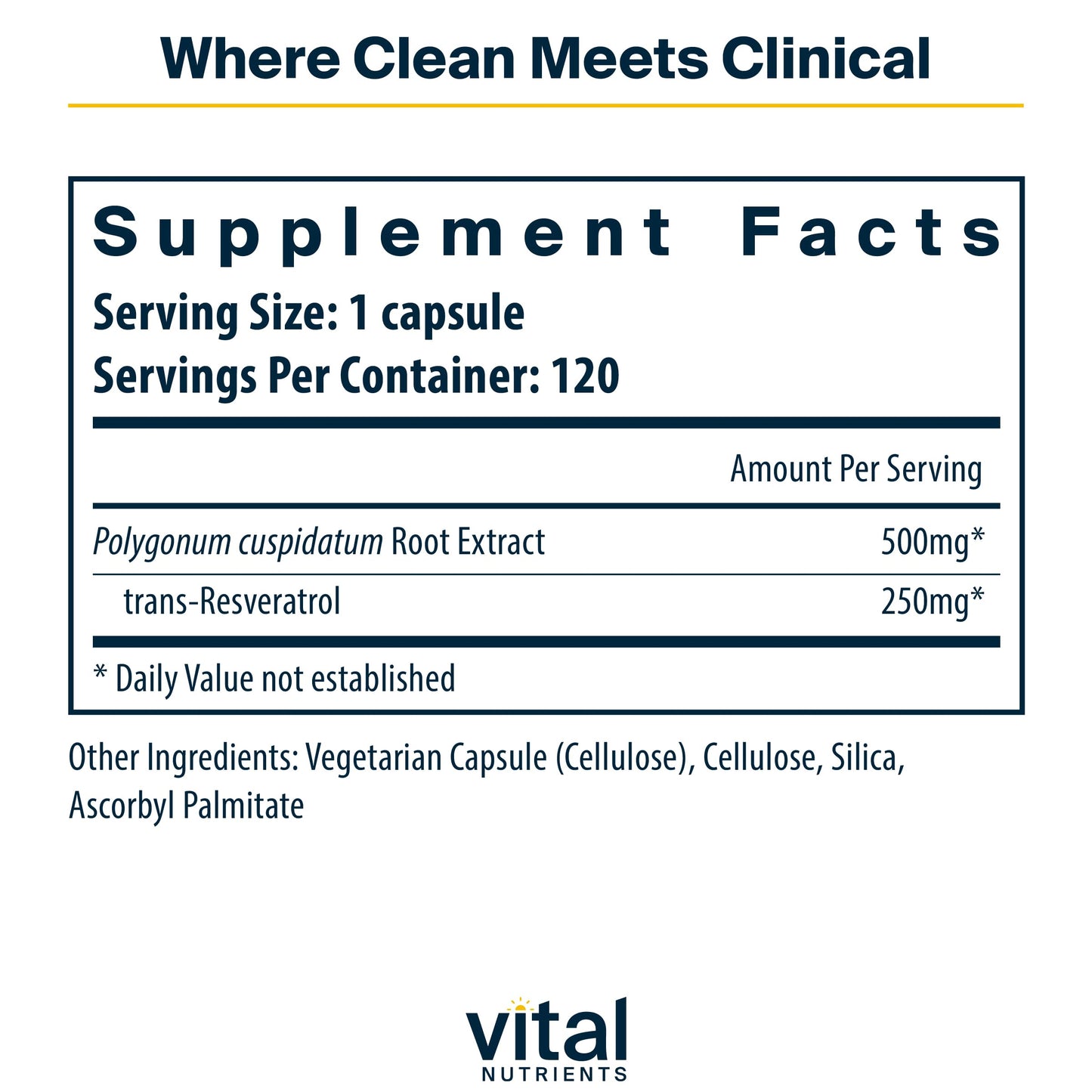 Vital Nutrients Resveratrol | Ultra High Potency Trans-Resveratrol 250 mg | Vegan, Non-GMO | 120 Capsules
