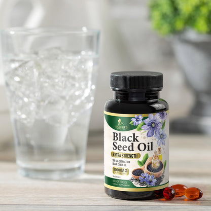 Black Seed Oil Softgels 1000mg – Nigella Sativa, Pure Black Cumin Oil, 60 Softgels | Non-GMO, USA Bottled