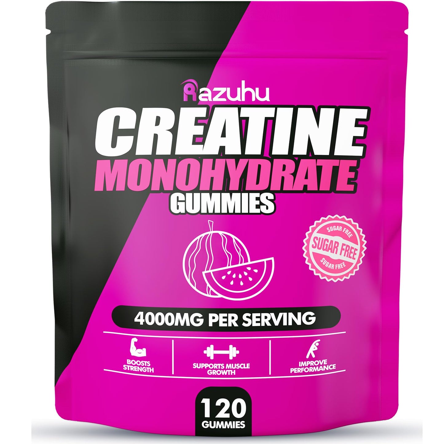 Creatine Monohydrate Gummies Sugar Free – Watermelon (120 count) | Pre-Workout for Men & Women