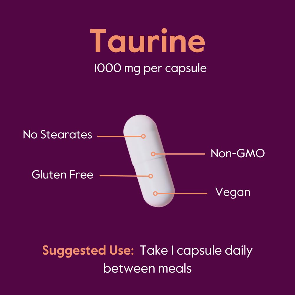BESTVITE Taurine 1000mg - 120 Vegetarian Capsules - Vegan, Non-GMO, Gluten Free