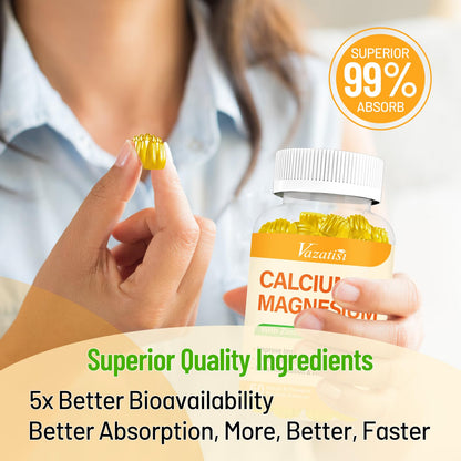 Calcium Magnesium Zinc Gummies with Vitamin D3 & K2 – Vegan Mango-Pineapple, 60 Gummies