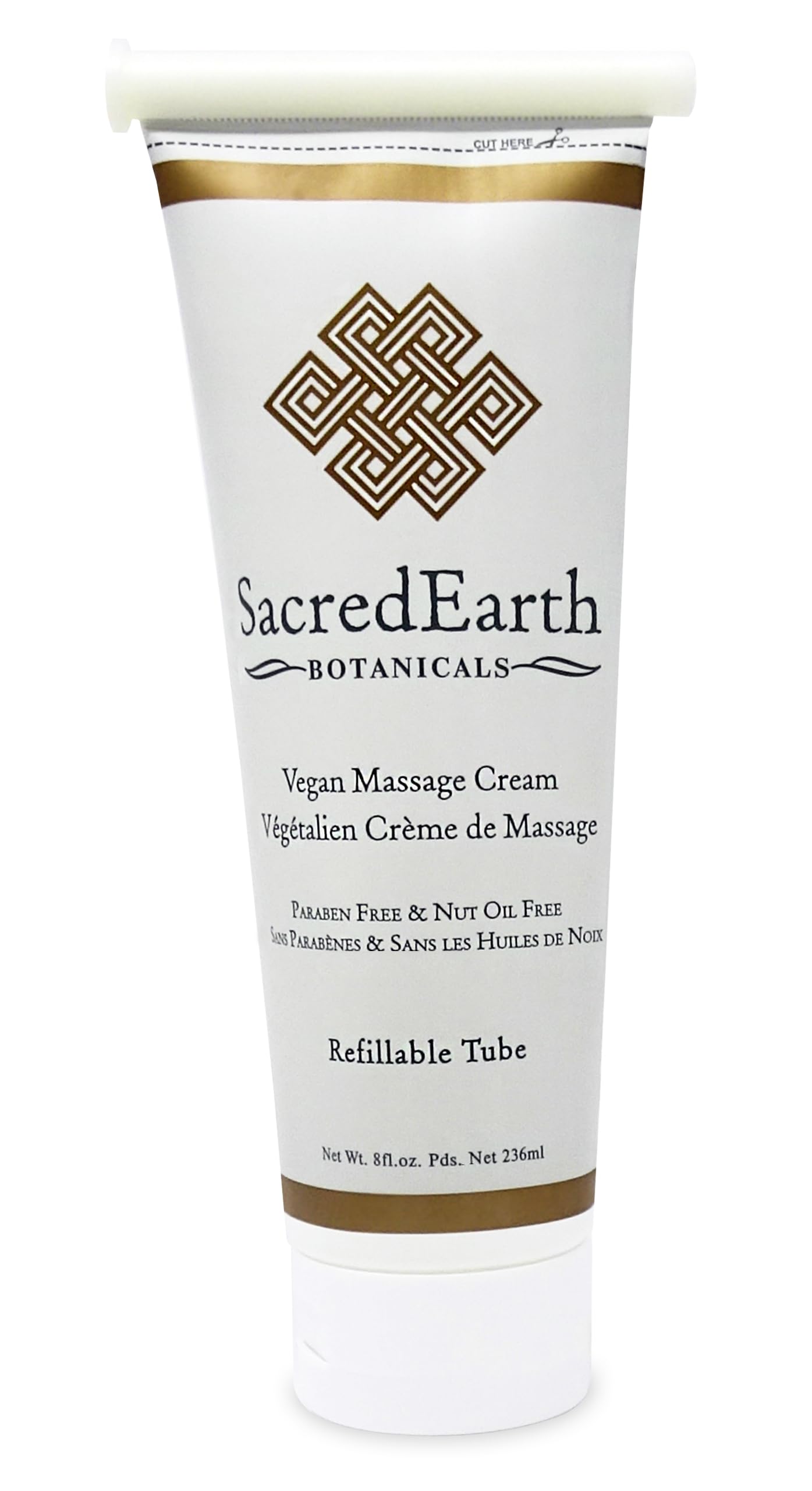 Vegan Massage Cream (8oz) - Unscented, Water Dispersible, Nut/Gluten Free