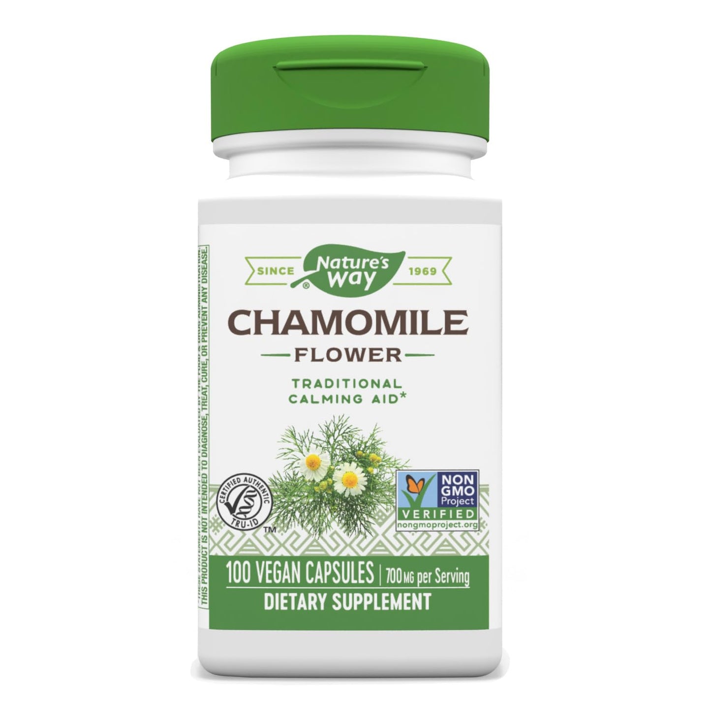 Nature's Way Chamomile Flower 700 mg | Calming Herbal Supplement | Non-GMO, Gluten Free | 100 Vegan Capsules
