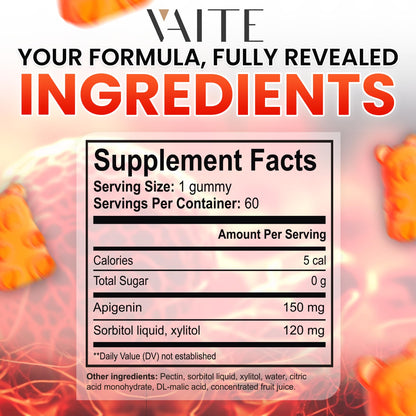 Apigenin 150mg Chamomile Gummies - Vegan Liposomal Calm Formula, Non-GMO