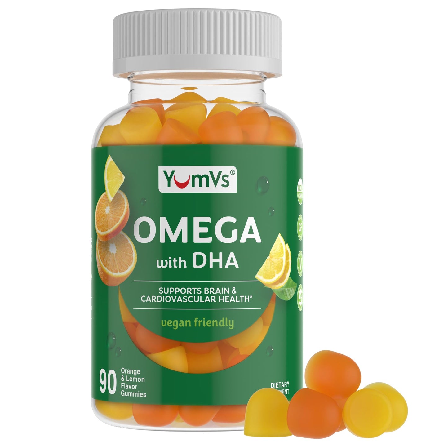 Vegan Omega 3 Gummies with Algae Oil – Plant-Based DHA, Non-GMO – 90 Gummies