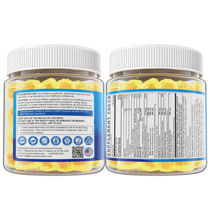 EnvyCure Vegan Omega-3 Gummies 1000mg + CoQ10 + Magnesium – EPA 600mg DHA 400mg, Liposomal Algae, 2-Pack