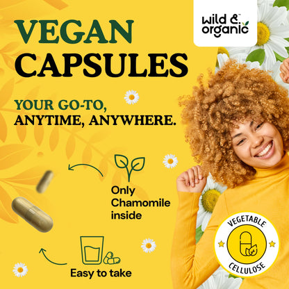 Chamomile Extract Capsules 800 mg - Wild & Organic - Relaxation & Digestive Support - Vegan, Non-GMO - 120 Count