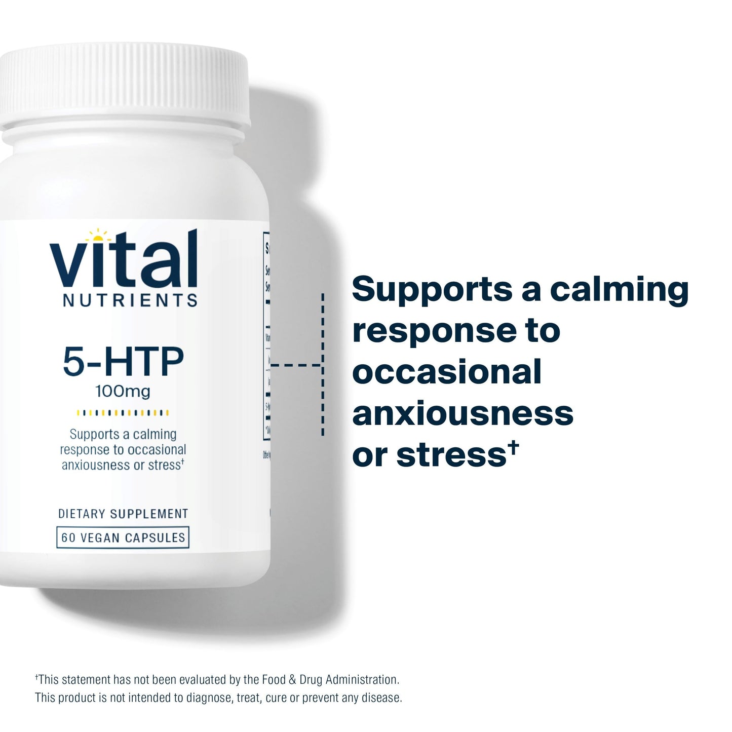 Vital Nutrients 5-HTP 100mg | Vegan Serotonin Support | Sleep & Stress | Gluten-Free & Non-GMO | 60 Capsules