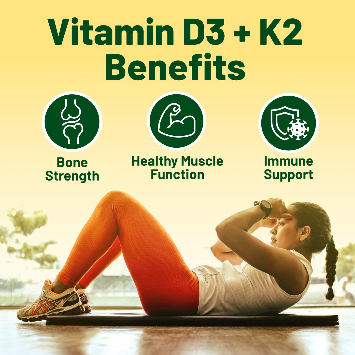 Vegan Vitality Vitamin D3 K2 4000IU (60 Capsules) – Plant-Based D3 + K2 with Coconut Oil