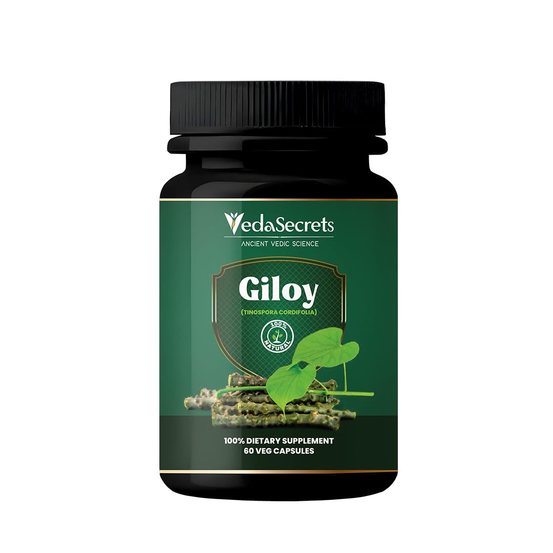 VedaSecrets Giloy Dietary Supplement - Tinospora Cordifolia, Organic Giloy Powder, 60 Vegetarian Capsules
