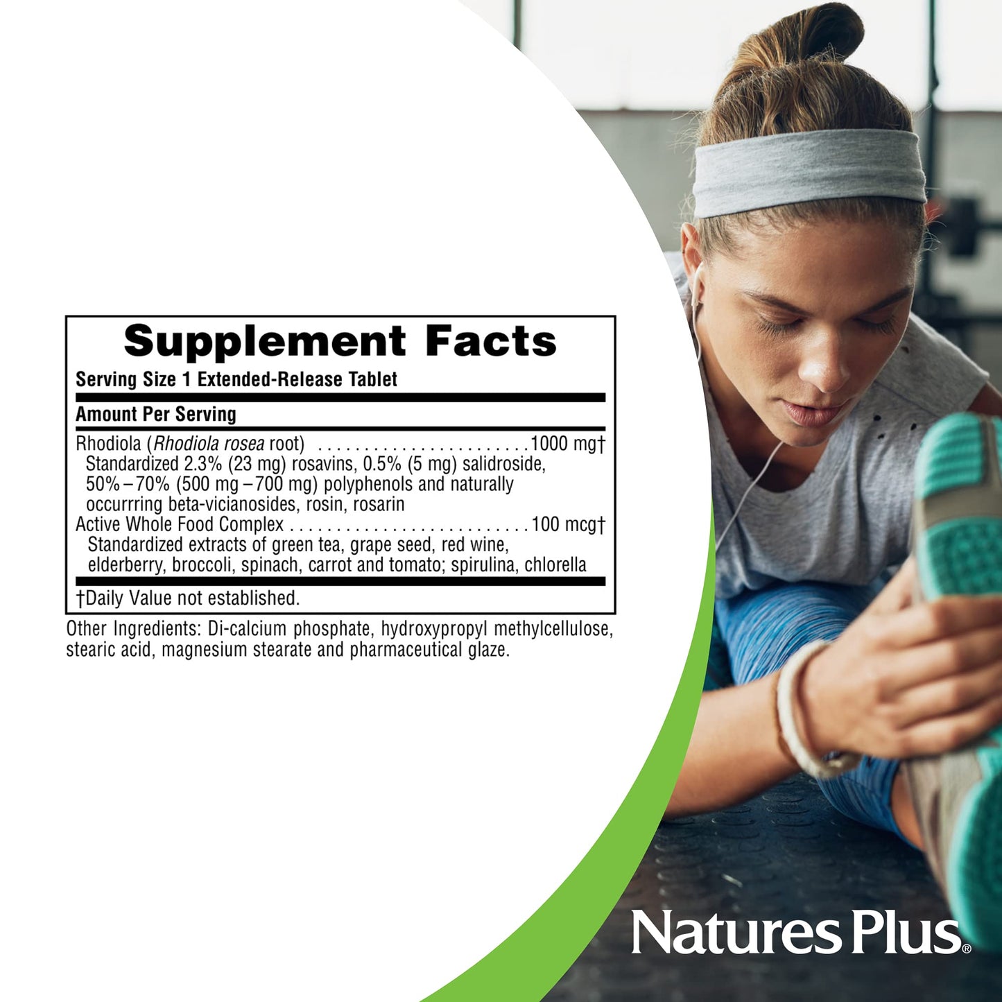 Nature's Plus Rhodiola Extended Release 1000mg | 30 Vegan Tablets | Energy, Focus & Stress Relief