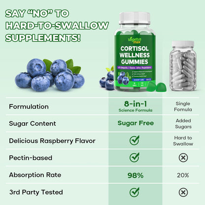 VEGETUSMAX Cortisol Gummies – Low Cortisol Support for Women, Sleep & Stress Relief, Vegan