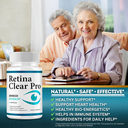 VegHerbs Retina Clear Pro - Premium Eye Health Capsules, 60 Caps Per Bottle, Pack of 3