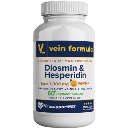 VITASUPPORTMD Vein Formula - MPFF Diosmin Hesperidin 1000 mg, 60 Capsules