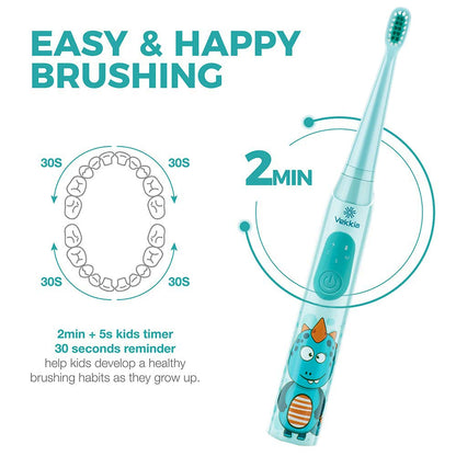 Vekkia Sonic Kids Electric Toothbrush – 3 Modes with Memory, IPX7, 2-Min Timer