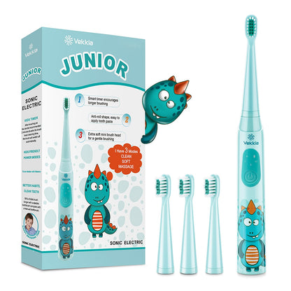 Vekkia Sonic Kids Electric Toothbrush – 3 Modes with Memory, IPX7, 2-Min Timer