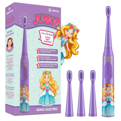 Vekkia Sonic Kids Electric Toothbrush – 3 Modes, 24000 Strokes, IPX7 Waterproof