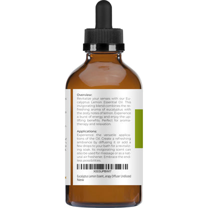 Velona Eucalyptus Lemon Essential Oil – 4 fl oz, Therapeutic Grade, Undiluted