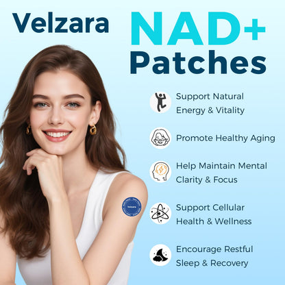 Velzara NAD+ Patches – Comfortable All-Day Wear, Vegan, Water-Resistant (30 Patches)