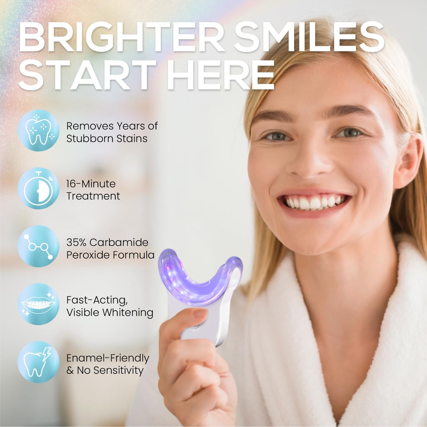 Venus Visage Teeth Whitening Kit with LED Light – 16-Min Non-Sensitive Whitening