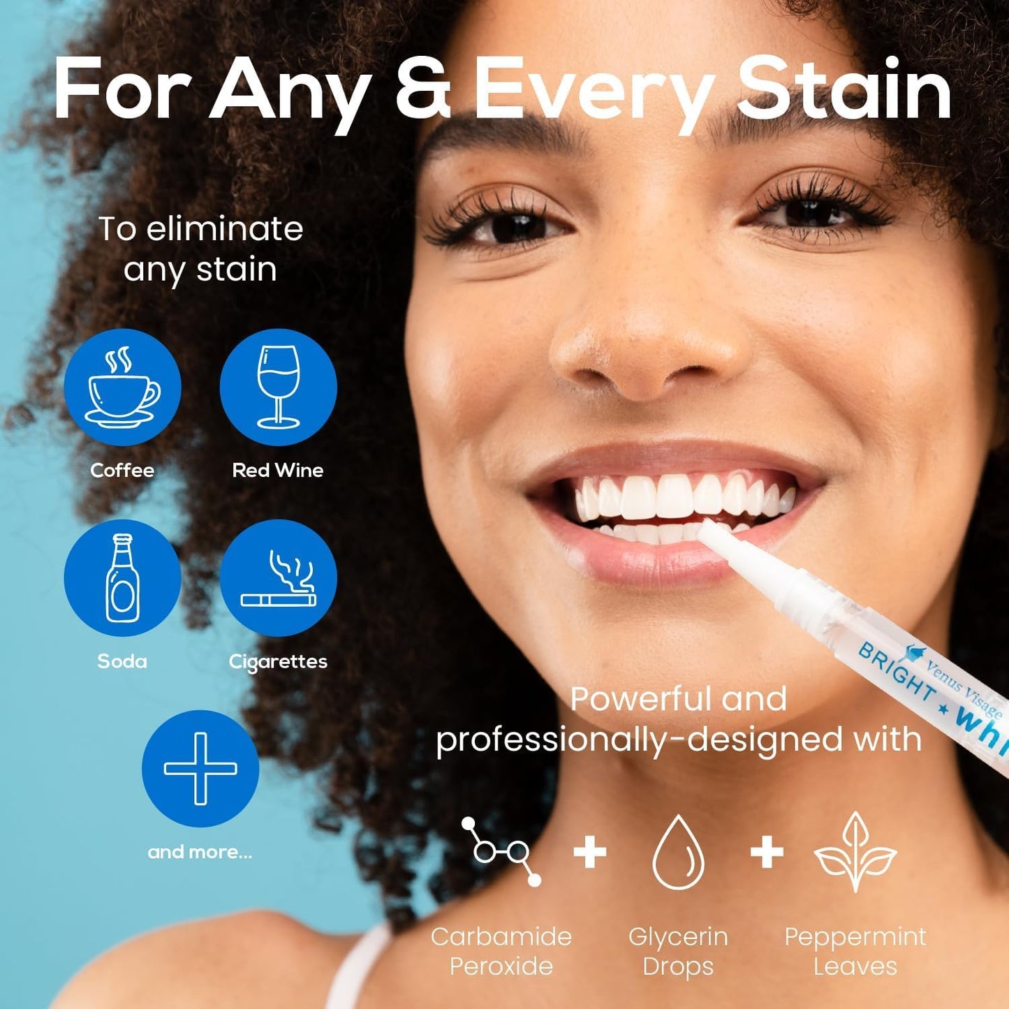 Venus Visage Teeth Whitening Pen – Award Winning, 0.07 Fl Oz, 20+ Uses, Mint