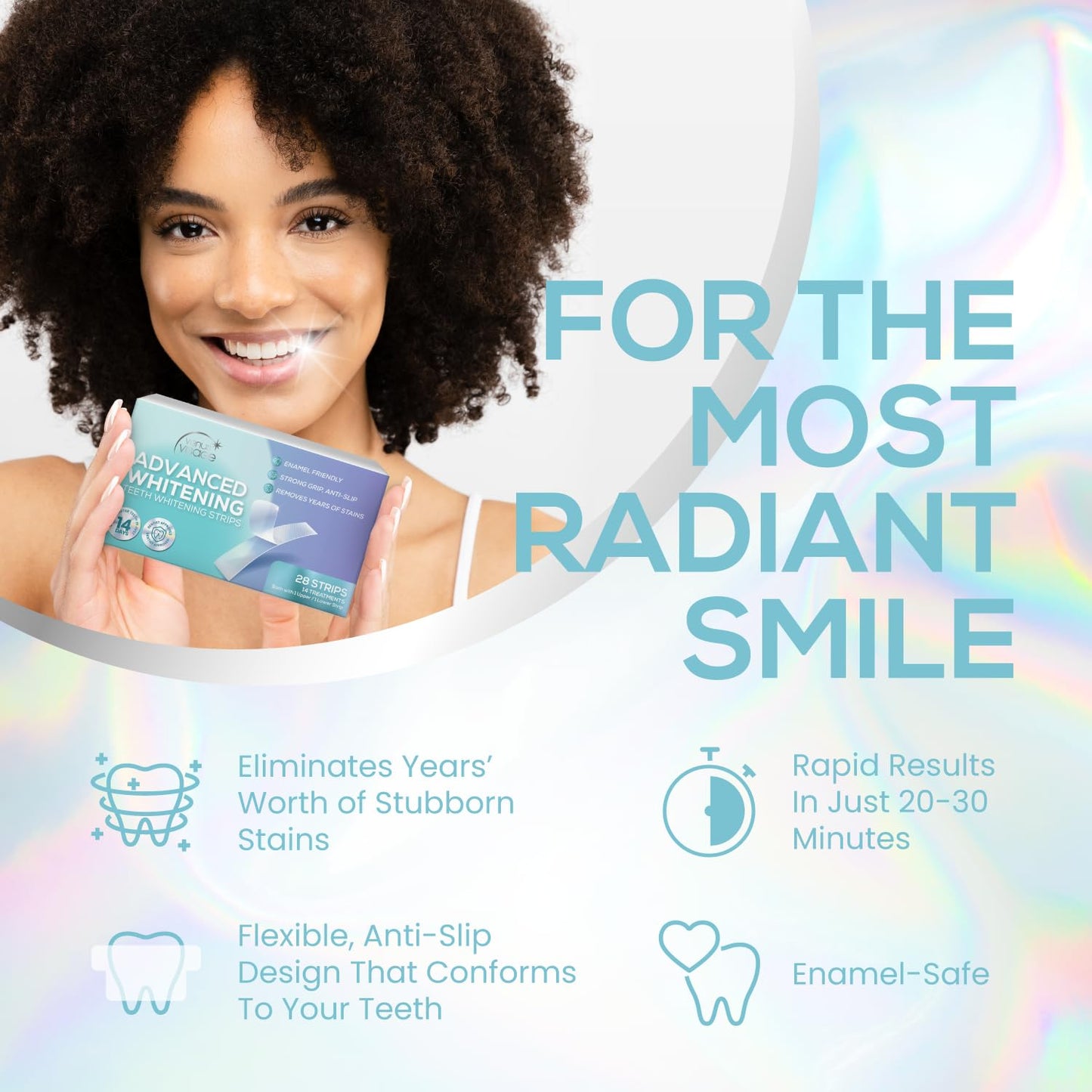 Venus Visage Teeth Whitening Strips – 14 Pairs, Mint Flavor, No Sensitivity