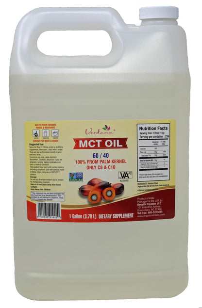 Verdana Food Grade MCT Oil – 1 Gallon (128 fl oz) – C8/C10, Keto & Paleo, Non-GMO, Kosher