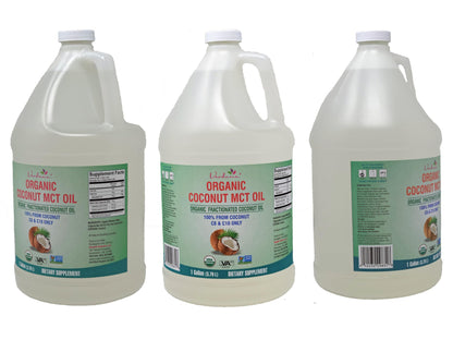 Verdana USDA Certified Organic Coconut MCT Oil – Fractionated Coconut Oil, No Palm Kernel Used, Kosher, Non-GMO, Food Grade – 1 Gallon