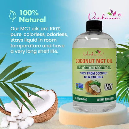 Verdana MCT Oil 16 oz – Coconut-Derived MCTs (C8/C10) for Keto Coffee