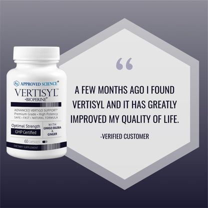 Approved Science VertiSyl – Ginkgo Biloba, Ginger, Vitamin D3, BioPerine | 60 Capsules, 1 Month Supply