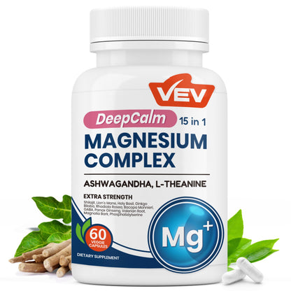 VEV DeepCalm 15-in-1 Magnesium Glycinate Complex – 60 Vegan Capsules
