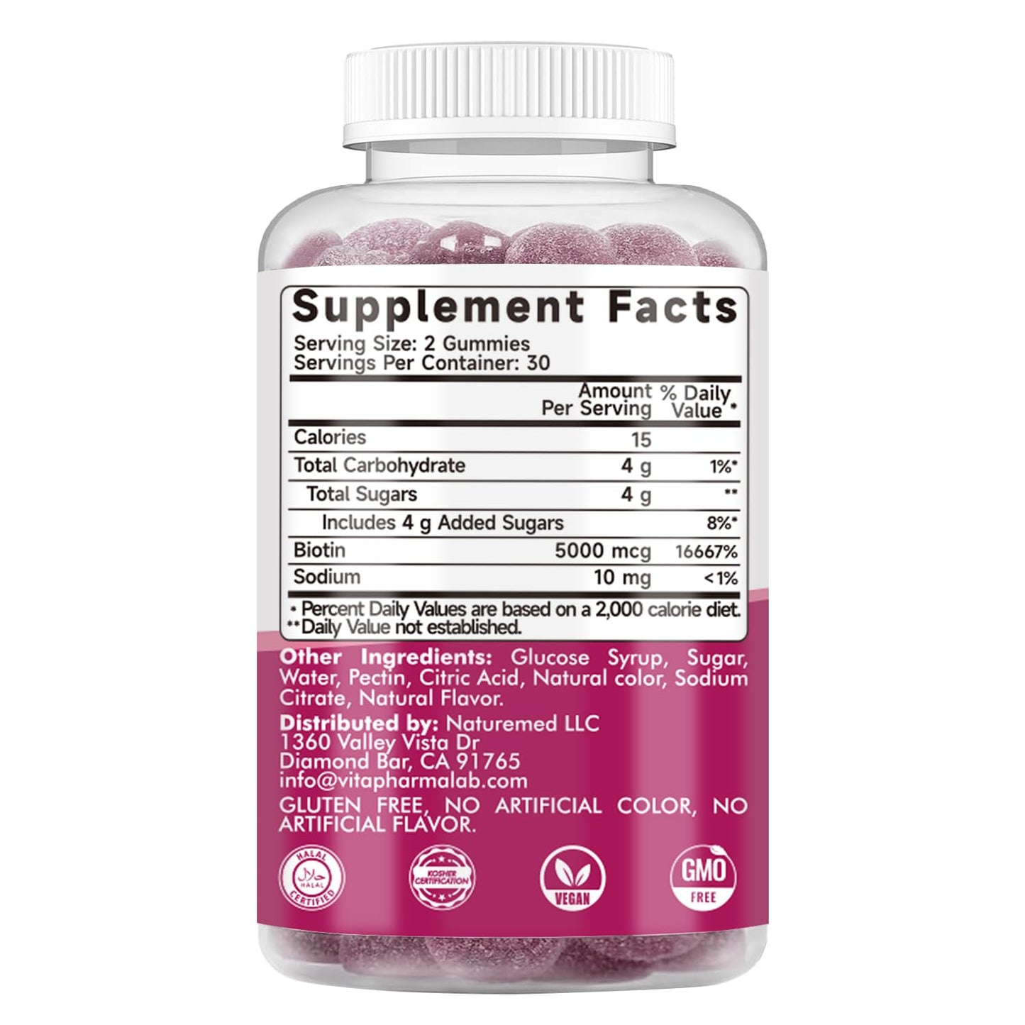 Vevoec Gynable Biotin Gummies 5000 mcg – Hair Skin Nails (60 Count)