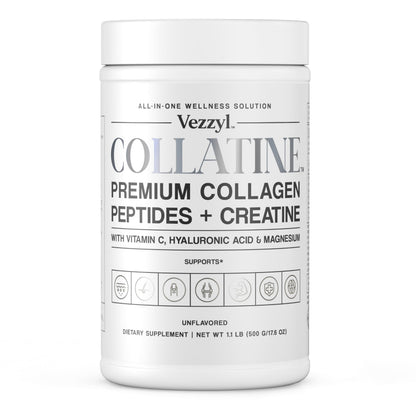 Vezzyl Collatine: Premium Collagen Peptides + Creatine with Vitamin C, Hyaluronic Acid & Magnesium