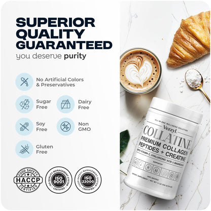Vezzyl Collatine: Premium Collagen Peptides + Creatine with Vitamin C, Hyaluronic Acid & Magnesium