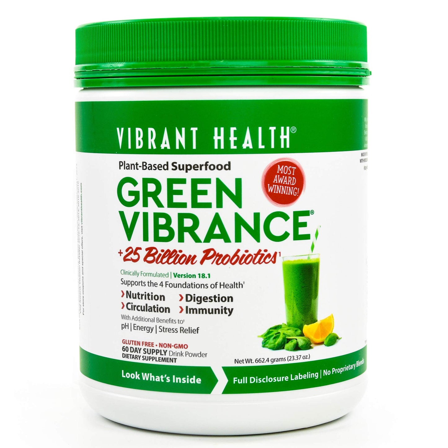 Vibrant Health Green Vibrance Powder – 23.28 oz | Dairy Free, Vegan, Gluten Free