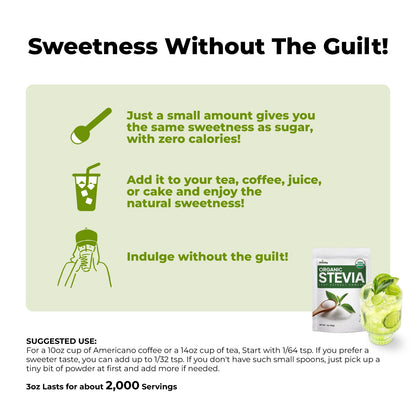 Viccoky Organic Stevia Powder 3oz (86g) – Sugar-Free, 0 Calories, No Additives