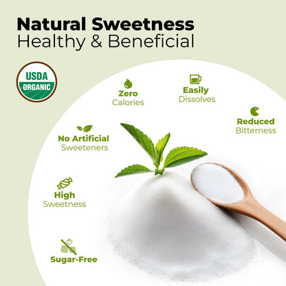 Viccoky Organic Stevia Powder – Pure, Zero-Calorie Sugar Substitute (18oz) | Keto & Vegan Friendly